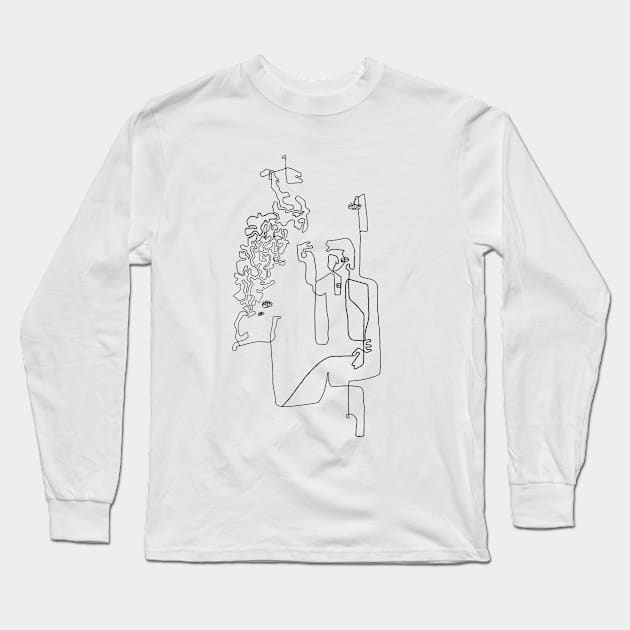 Abstract Doodle Portrait Long Sleeve T-Shirt by Yelizaveta454